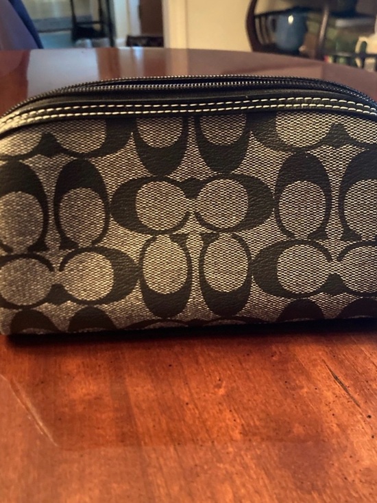 Coach Handbags - Coach small Signature Black and Gray Toiletry Pouch